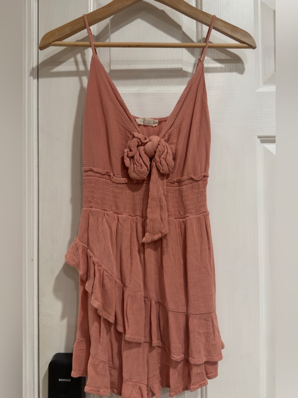 ILLA ILLA Dusty Rose Tie-Front Spaghetti Strap Romper